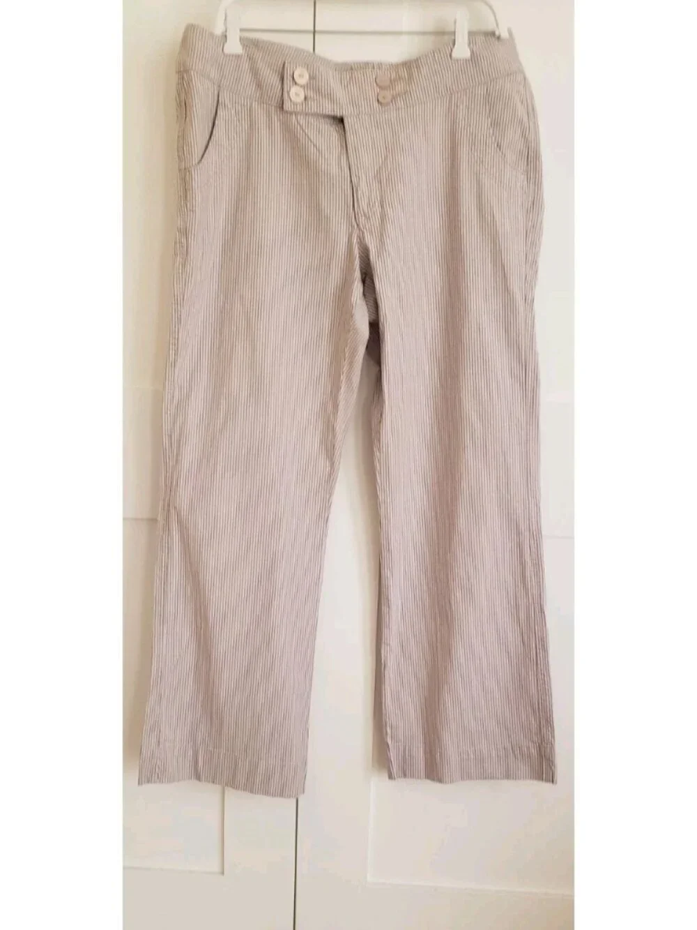 LEE ONE TRUE FIT BEIGE STRIPED BELOW WAIST PANTS JEANS SZ 14 MEDIUM - Picture 2 of 8